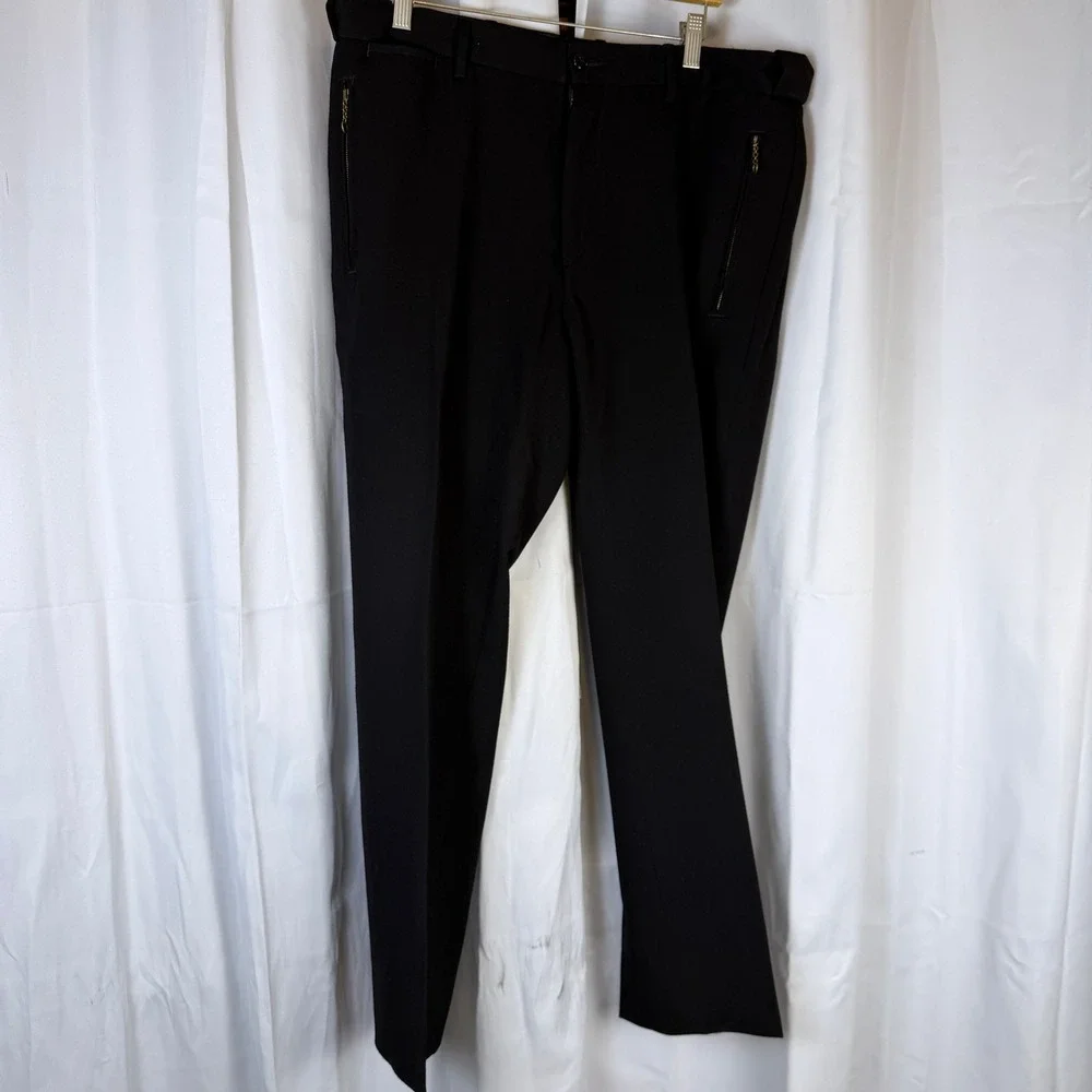 Polo Ralph Lauren Mens 36x34 Black 100% Wool Straight Fit Zipper Pocket Trousers